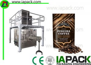 máquina de embalagem automática dos feijões de café levanta-se o aferidor de enchimento do zíper do malote
